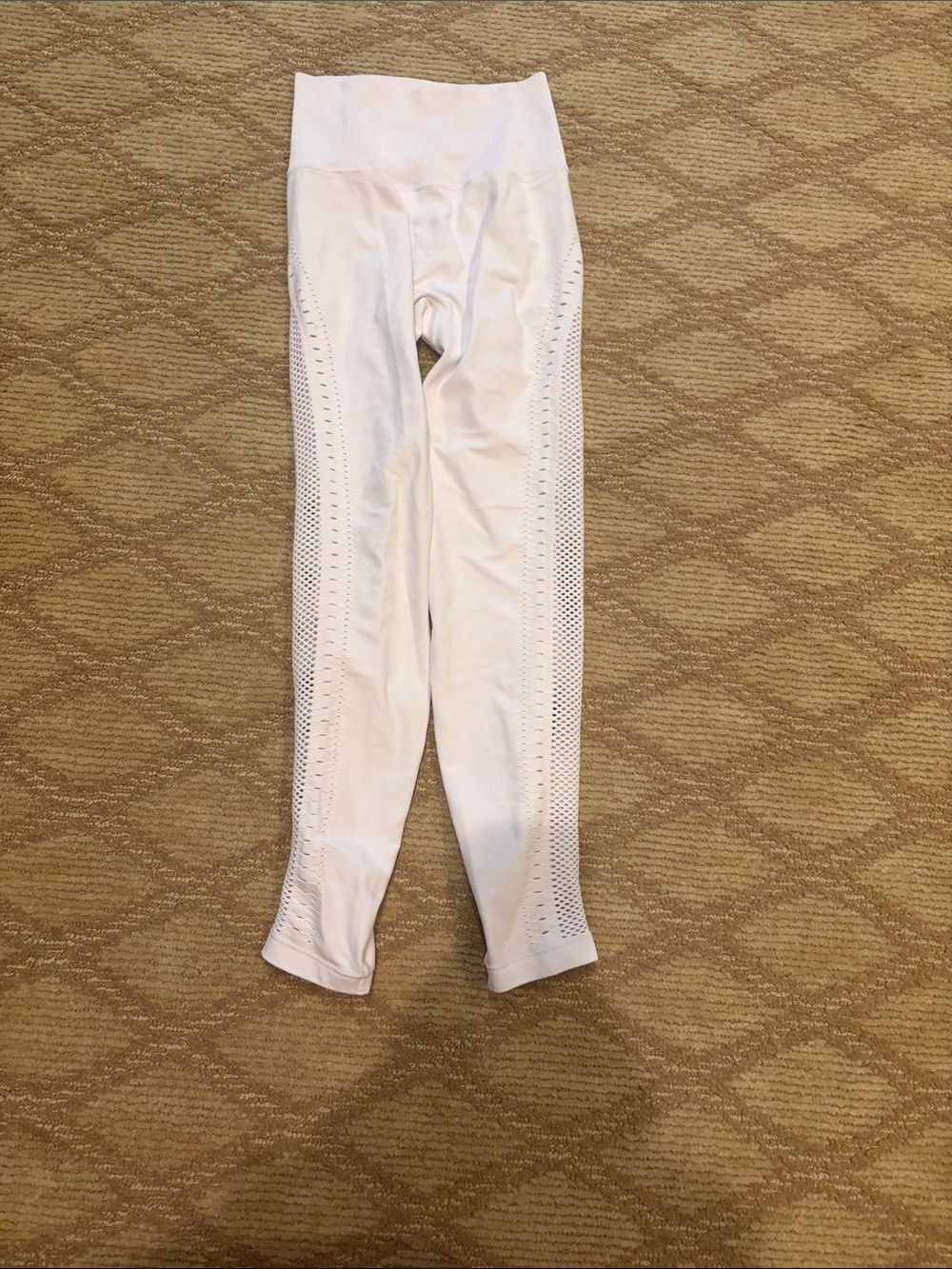 ALO Yoga White High-Waist Perforated Side Seam Leggings
